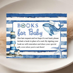 Nautical Baby Shower Navy Blue Boy Books For Baby Enclosure Card