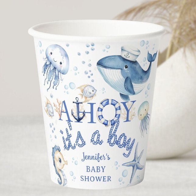 Nautical Baby Shower Navy Blue Sailor  Paper Cups (Creator Uploaded)
