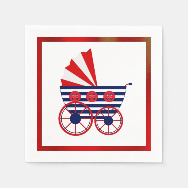 Nautical Baby Shower Paper Napkin (Front)