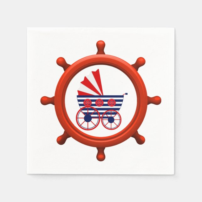Nautical Baby Shower Paper Napkin (Front)