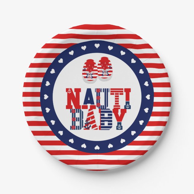 Nautical Baby Shower Paper Plate (Front)