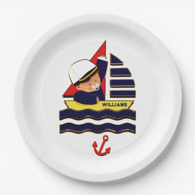 Nautical Baby Shower Paper Plates (Front)