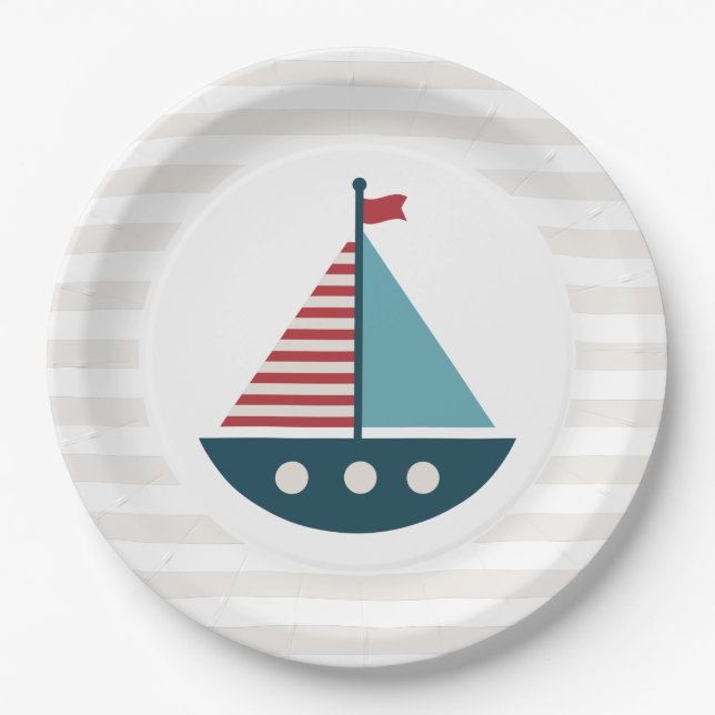 Nautical Baby Shower Paper Plates (Front)