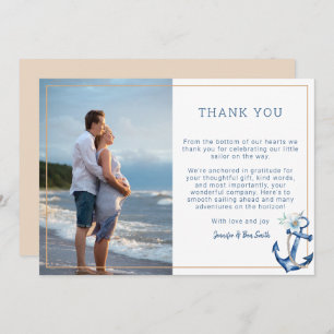 Nautical Baby Shower Photo Thank You Card Waterc