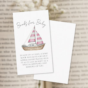 Nautical Baby Shower Pink Books For Baby Enclosure Card