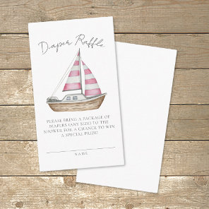Nautical Baby Shower Pink Diaper Raffle Enclosure Card
