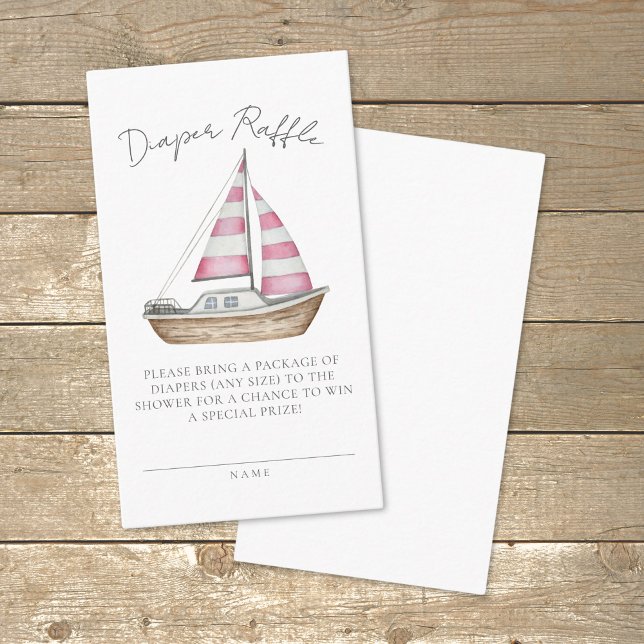 Nautical Baby Shower Pink Diaper Raffle Enclosure Card (Nautical Baby Shower Pink Diaper Raffle Enclosure Card)