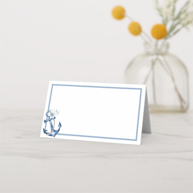 Nautical Baby Shower Place Card | Blue Watercolor  (Front)