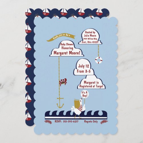 Nautical Baby Shower Playful Ocean Invitation