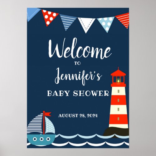 Nautical Baby Shower Poster Welcome Sign Party Poster
