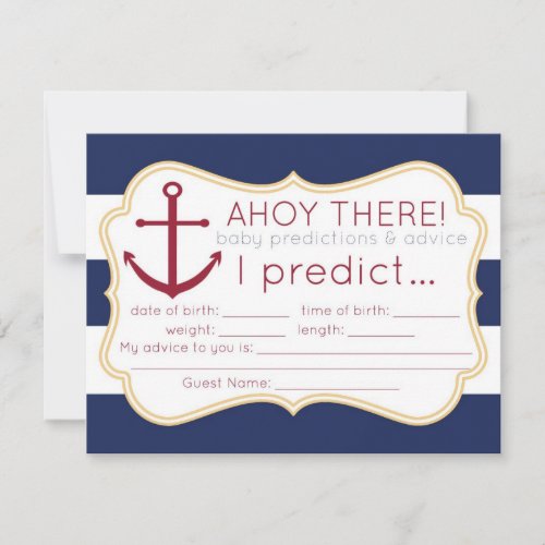 Nautical Baby Shower Predictions &amp; Advice Card