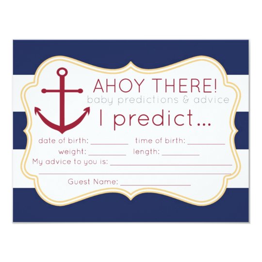Nautical Baby Shower Predictions Advice Card Zazzle
