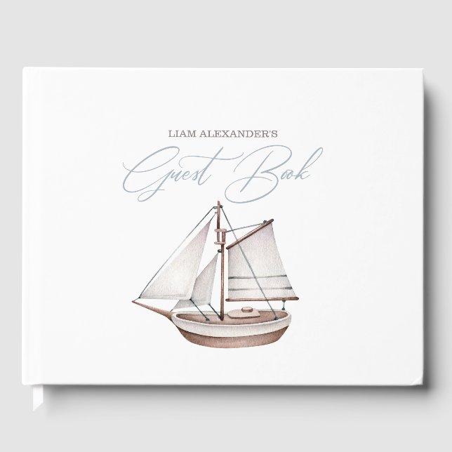 Nautical Baby Shower Sailor  Guest Book (Front)