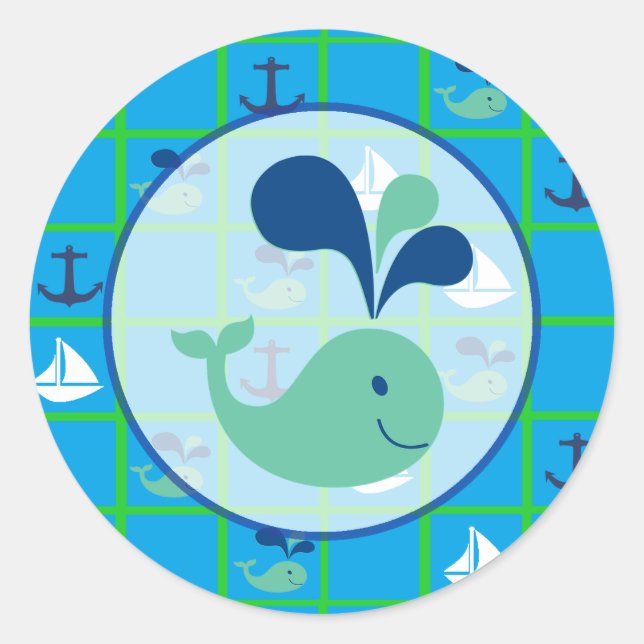 Nautical Baby Shower Sticker (Front)