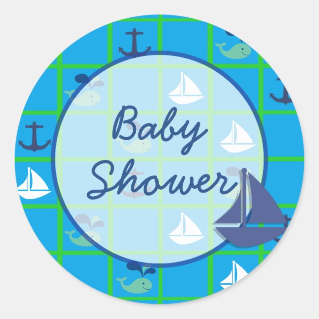 Nautical Baby Shower Sticker (Front)