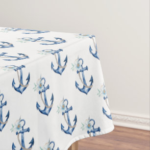 Nautical Baby Shower Tablecloth Navy Blue Floral