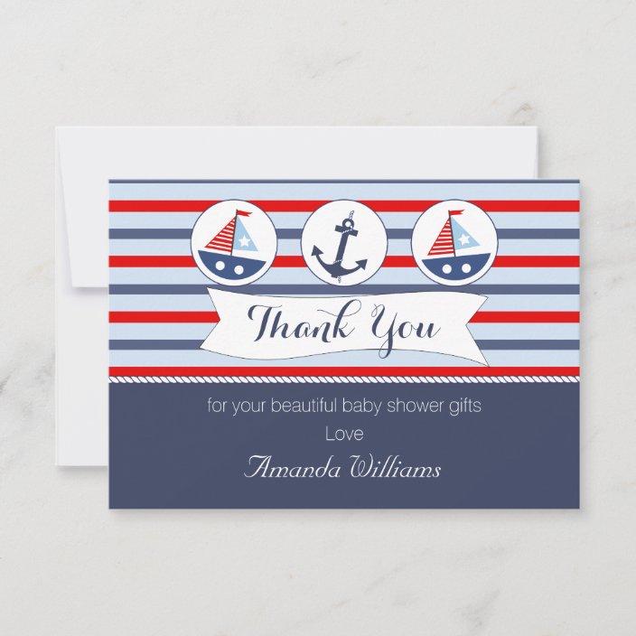 Nautical Baby Shower Thank You Card Zazzle Com