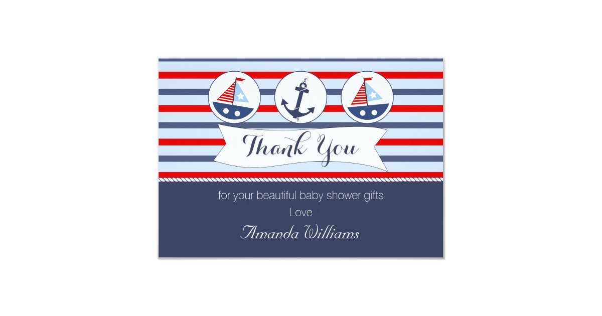 Nautical Baby Shower Thank You Card Mimoprints