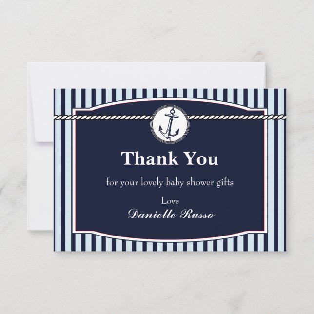 Nautical Baby Shower Thank You Card (Front)