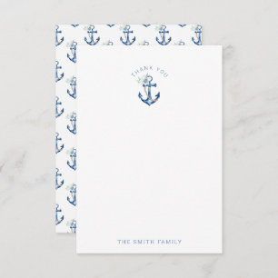 Nautical Baby Shower Thank You Card Blue Waterco