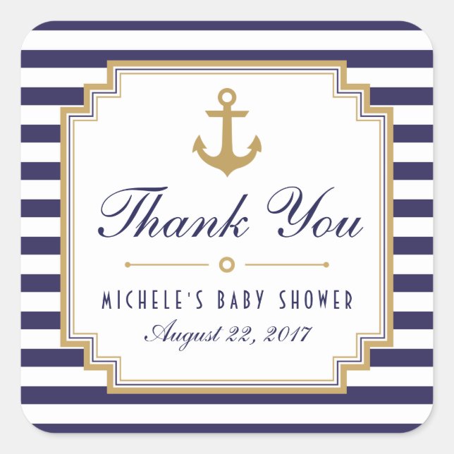 Nautical Baby Shower Thank You Favors Stickers (Front)