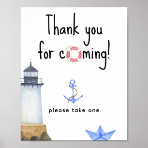 Nautical baby shower - Thank you for coming Poster