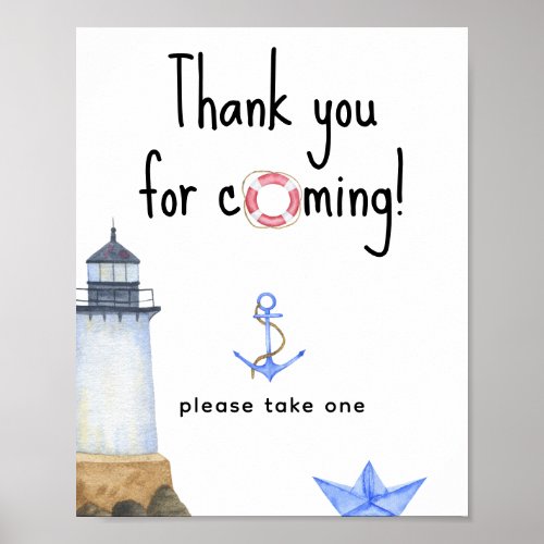 Nautical baby shower _ Thank you for coming Poster