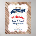 Nautical Baby Shower Welcome Poster at Zazzle