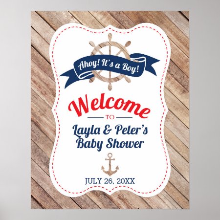 Nautical Baby Shower Welcome Poster