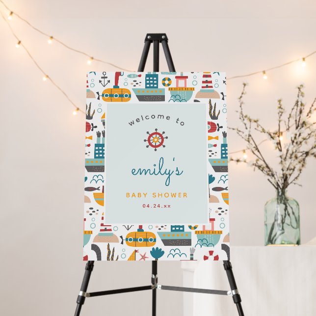 Nautical Baby Shower Welcome Sign (In Situ (Stand))
