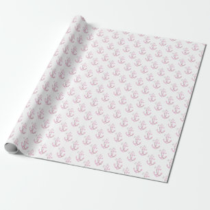 Nautical Baby Shower Wrapping Paper Pink Floral
