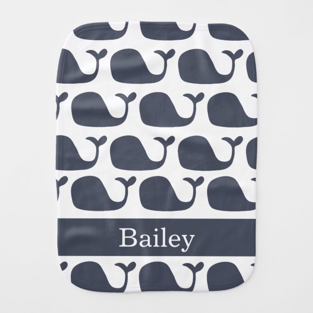 Nautical Baby Whale Burp Cloth (Front)