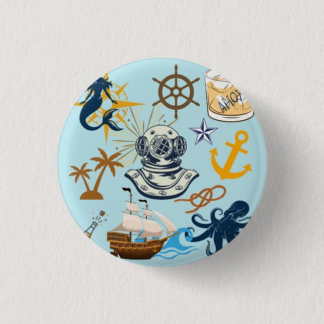  Nautical Bachelor Party Button (Front)