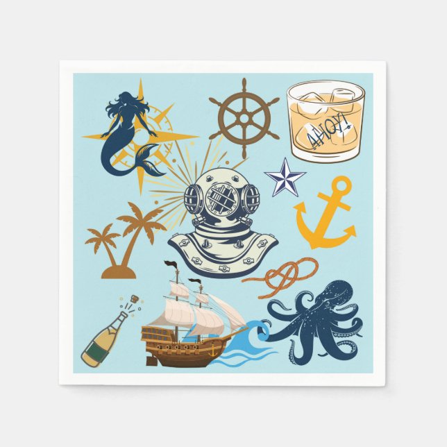   Nautical Bachelor Party Napkins (Front)