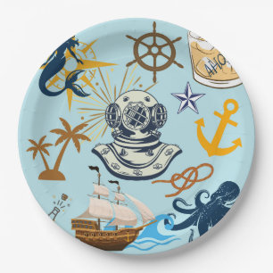 Nautical Bachelor Party Paper Plates
