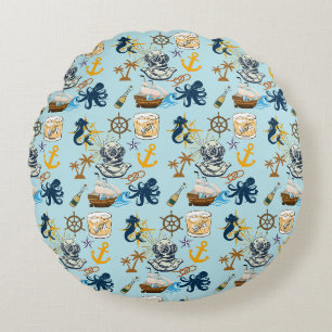 Nautical Bachelor Party Round Pillow