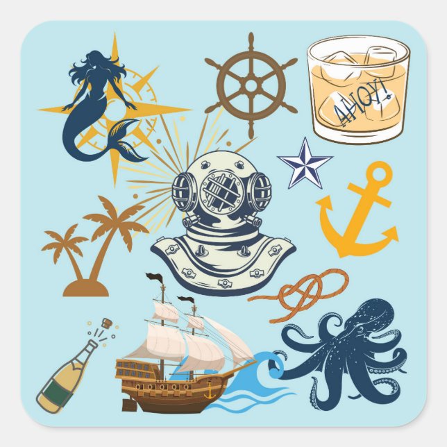  Nautical Bachelor Party Square Sticker (Front)