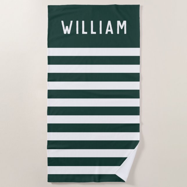 Nautical Bachelor Weekend White Stripes Custom Beach Towel (Front)