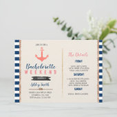 Nautical bachelorette Itinerary party invitation (Standing Front)