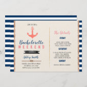 Nautical bachelorette Itinerary party invitation (Front/Back)