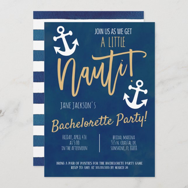 Nautical Bachelorette Party Invite (Front/Back)
