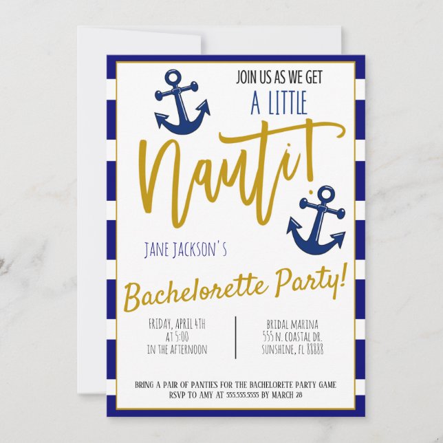 Nautical Bachelorette Party Invite (Front)