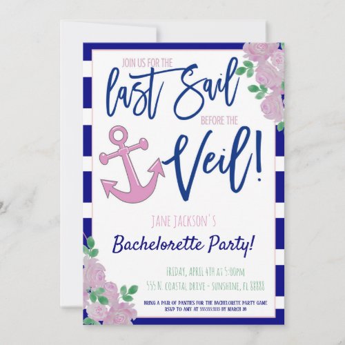 Nautical Bachelorette Party Invite