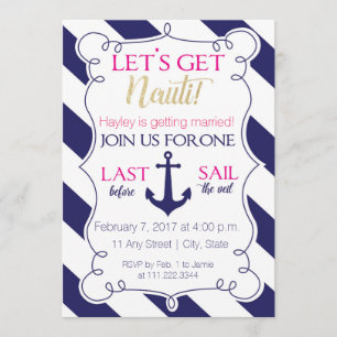 Nautical Bachelorette Party Invite- Last Sail Invitation