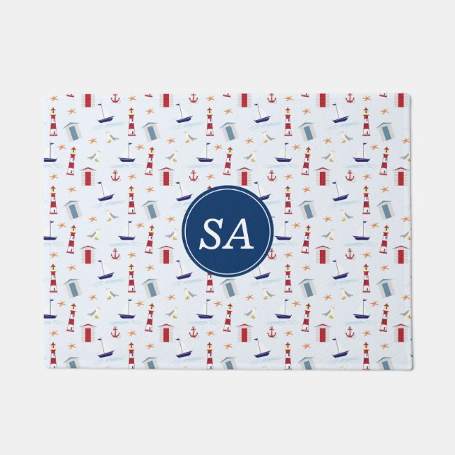 Nautical Back to School Dorm Essentials Doormat (Front)