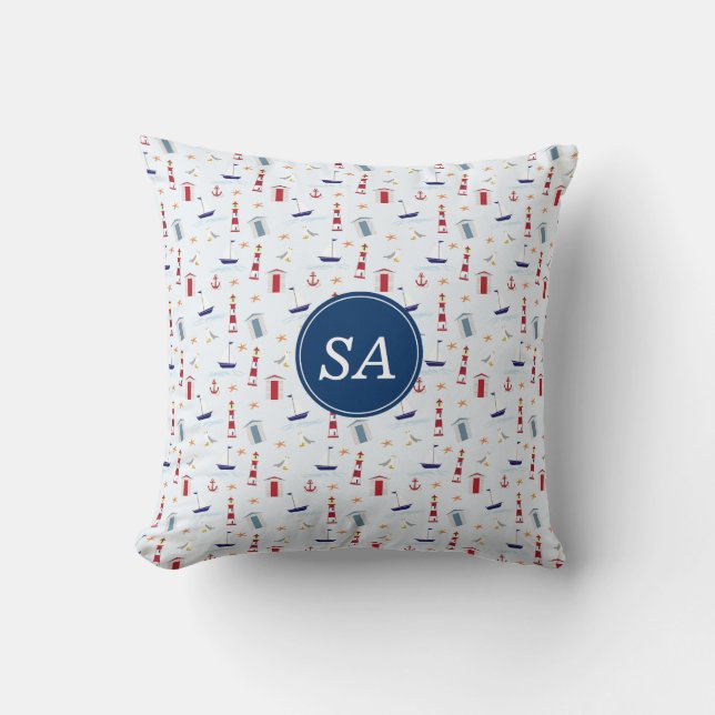Nautical Back to School Dorm Essentials Throw Pillow (Front)