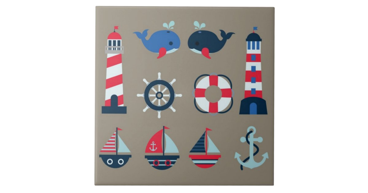 Nautical background patterns ceramic tile | Zazzle