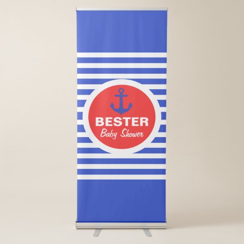 Nautical Banner with Stand Anchor and Stripes