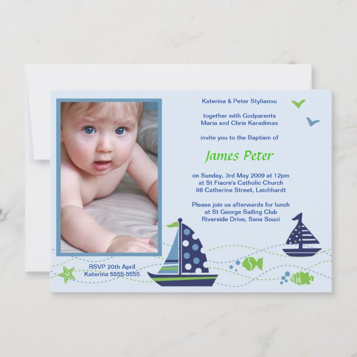 Nautical Baptism Boys Invitations