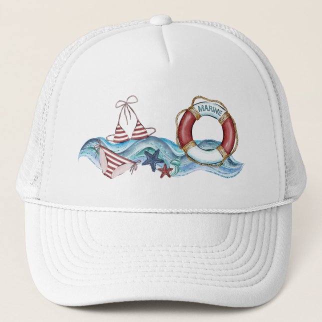 Nautical Baseball Cap Trucker Hat (Front)
